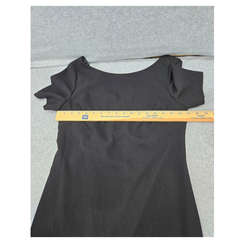 Trina Turk Black Metallic Floral Ruffle Hem Cocktail Dress Short Sleeve 2 LBD - Picture 8 of 10